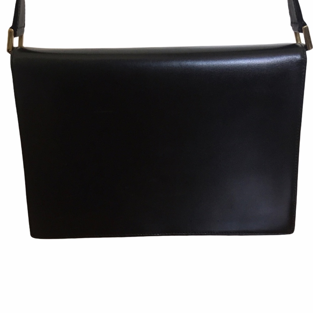 *hp* Vtg Mark Cross 1990s Black Leather Bag Purse - Picture 3 of 16